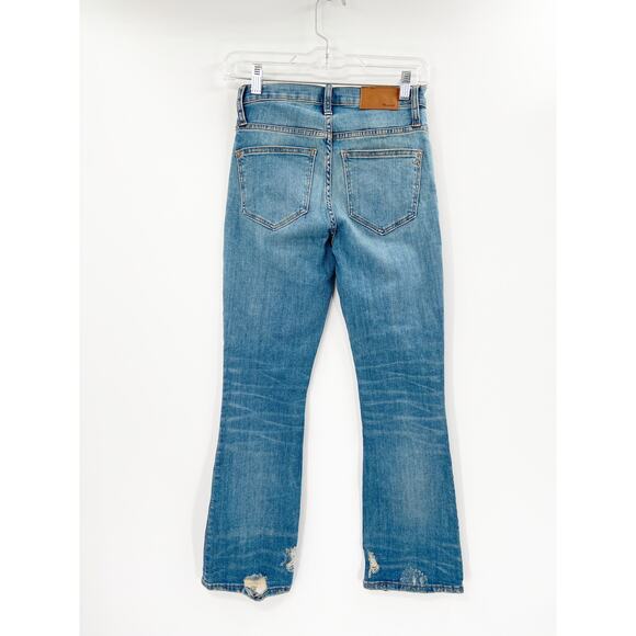 Madewell Cali Demi-Boot Medium Blue Distressed Denim Button-Fly Jeans Size 24 - Picture 6 of 9